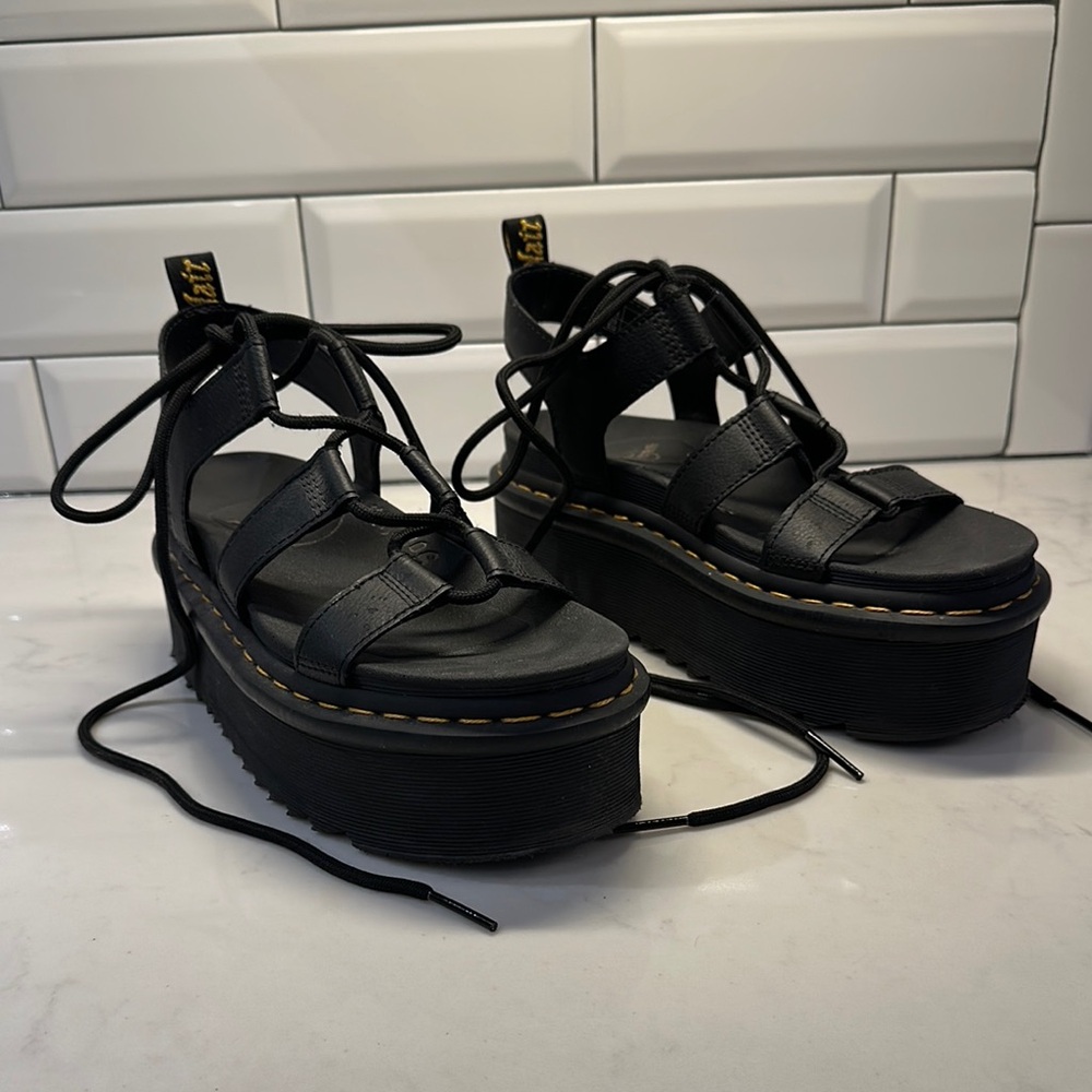 Dr. Martens Black Platform Lace-Up Sandals
